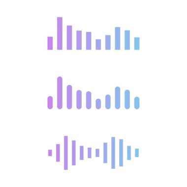 Podcast ses akışı sembolü koleksiyonu. Radyo, podcast veya yayın logosu için tasarım ögesi ayarlandı.