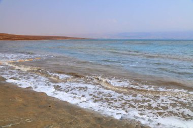 Dead Sea beach landscape in Israel. Dead Sea is the lowest point below sea level on Earth. clipart