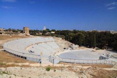 Sicilya, İtalya 'daki Syracuse şehrinde. Yunan tiyatrosu, UNESCO Dünya Mirası Alanı.