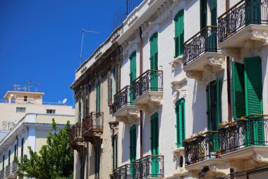 Messina city in Sicily, Italy. Street view of Via San Filippo Bianchi. clipart