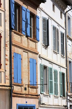 Street in Lombez town of Gers department, France. Small French town. clipart