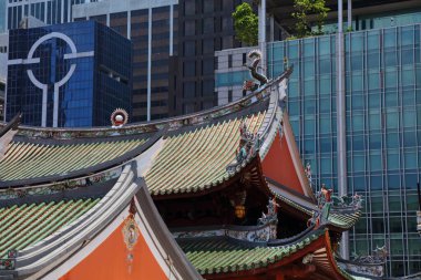 Singapur 'un Çin Mahallesi' ndeki Thian Hock Keng Tapınağı. Mazu tapınağı. Singapur Ulusal Anıtı.