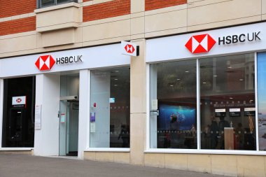 SUTTON, UK - JULY 8, 2024: HSBC Bank branch in London Borough of Sutton in South London, UK. clipart