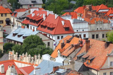 Kazimierz dolny, Polonya - şehir mimarisi havadan görünümü.