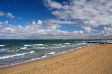 St Kilda Beach Melbourne, Avustralya'da. Pasifik Sahili.