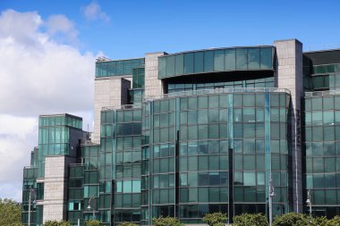 DUBLIN, IRELAND - JULY 6, 2024: IFSC House office building in International Financial Services Centre (IFSC), special economic zone (SEZ) in Northside Dublin, Ireland. clipart