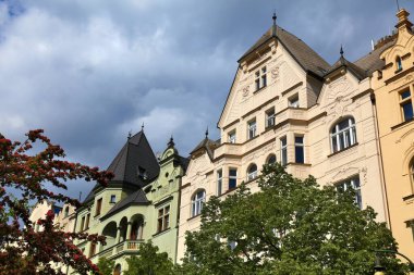 Prague Old Town in Czechia. Architecture of Parizska street. clipart