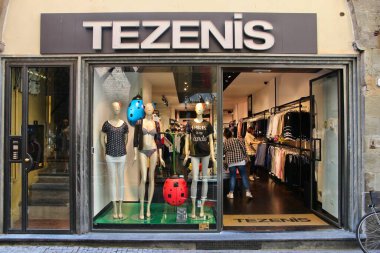 LUCCA, ITALY - APRIL 29, 2015: Tezenis fashion store in Lucca, Italy. Tezenis is an Italian brand of underwear and lingerie. clipart