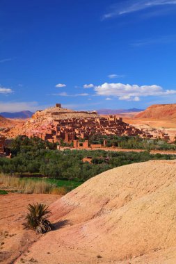 Ait Benhaddou, landmark of Morocco. Historic desert ksar town on a caravan route. UNESCO World Heritage Site. clipart