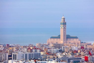 Casablanca, Fas 'ın en büyük şehri. Casablanca şehir merkezinin manzarası.