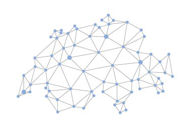 İsviçre haritası. Soyut geometrik harita - bağlantı ağ çizgileri.