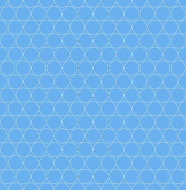 Düz vektör daire dokusu. Basit modern geometrik tasarımı olan kusursuz vektör çizgisi çizgisi çizimi. Puantiyeli moda baskısı. Mavi arkaplanda beyaz.