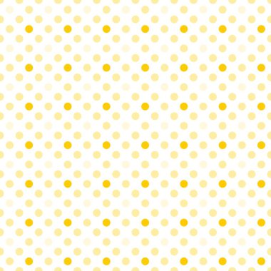 Kusursuz puantiyeli kumaş. Beyaz üstüne sarı. Retro polka noktalar vektörü.