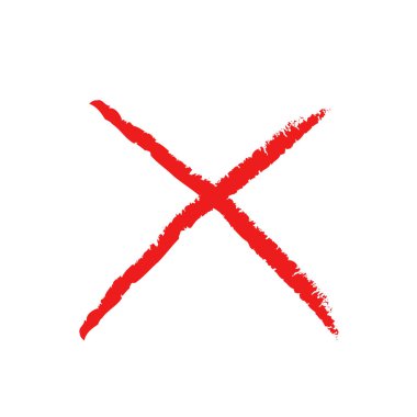 Vektör grunge kırmızı X işareti. Çapraz X sembolü. Bir şeyi iptal etmek, reddetmek ve reddetmek için çapraz tasarım ögesi.
