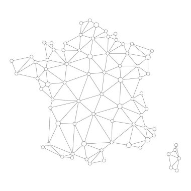 Fransa haritası. Soyut geometrik harita - bağlantı ağ çizgileri.