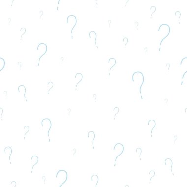 Kusursuz desen. Vektör soru işareti kalıbı. Sosyal medya sınavı, anket ya da anket için soru işareti tasarımı. Mavi beyaz renk.