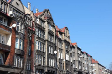 Bytom City, Polonya 'nın Silezya bölgesi. Kraszewski Sokağı Mimarisi.