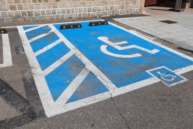 Accessible parking space. Disabled street parking spot in Seoul, South Korea.