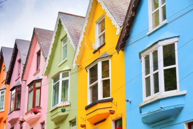 Cobh in county Cork, Ireland. Colorful Irish town. Homes known as Deck of Cards. clipart