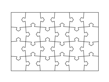 Yapboz parçaları boş şablon. Satır kesme kigs yapboz için basit ızgara tasarımı - 24 parça.
