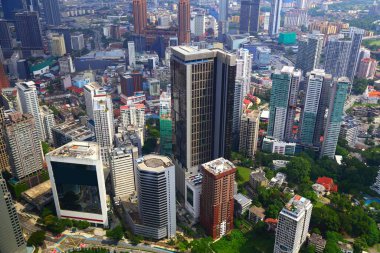 Kuala Lumpur şehri Bukit Bintang ve Hang Tuah bölgesinin havadan görüntüsü. Kuala Lumpur, Malezya.