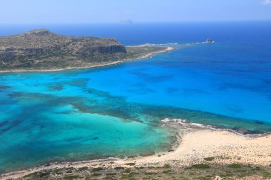 Balos Lagün plajı. Yunanistan'da Girit adasının sahili. Girit plaj manzara.
