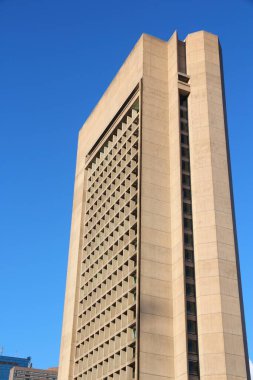 Boston, Amerika Birleşik Devletleri - 9 Haziran 2013: Hıristiyan bilim Yönetim Binası Boston'da. Bina 370 ft uzun boylu ve brutalist mimarisinin güzel bir örneğini.