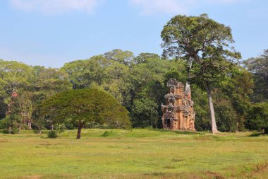 Kamboçya dönüm noktası. Suor Prat kulesi, Angkor Thom tapınağı, Kamboçya, Güneydoğu Asya. UNESCO Dünya Mirası Alanı.