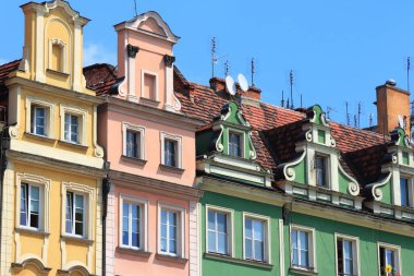 Wroclaw City, Polonya - Pazar Meydanı mimarisi (Rynek). Eski Şehir simgeleri.