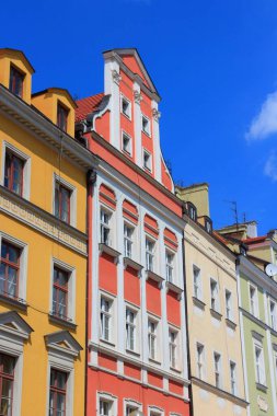 Wroclaw City, Polonya - Pazar Meydanı mimarisi (Rynek). Eski Şehir simgeleri.