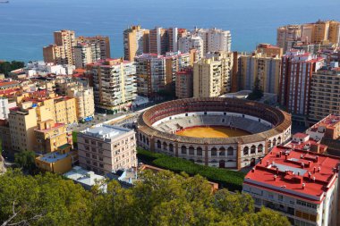 İspanya 'nın Malaga şehrinde boğa ringi.