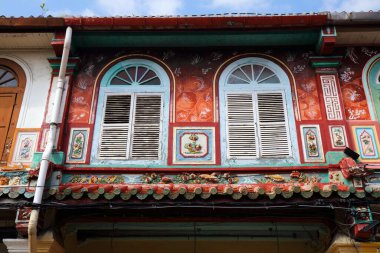 Malezya 'nın Malacca şehrinde. Çin Mahallesi Jonker Yolu 'ndaki koloni binası..