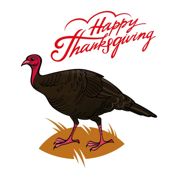 Truthahnvogel Happy Thanksgiving Symbol Saisonale Feiertage Festliches Essen Isolierter Weißer — Stockvektor