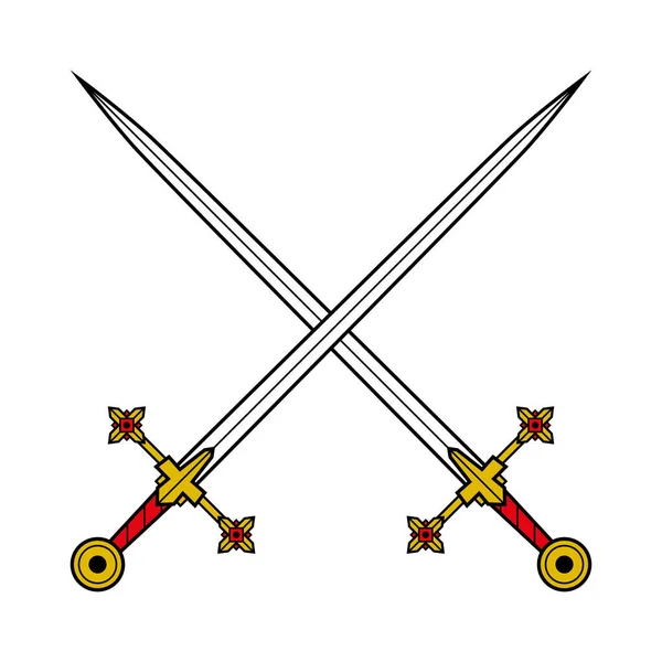 Çapraz Kılıçlar Ortaçağ Amblemi Arma Düellonun Sembolü Düz Resim Simge Stok Illüstrasyon