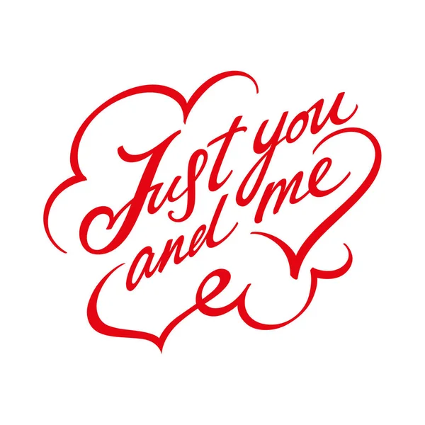 Just You Hand Drawn Red Inscription Valentines Day Greeting Card — Vetor de Stock