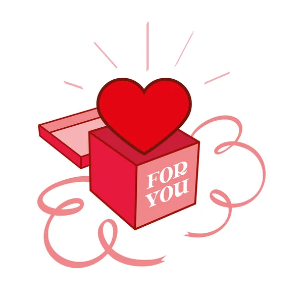 Heart Giftbox Valentines Day Holiday Image Red Heart Open Giftbox Ilustraciones de stock libres de derechos