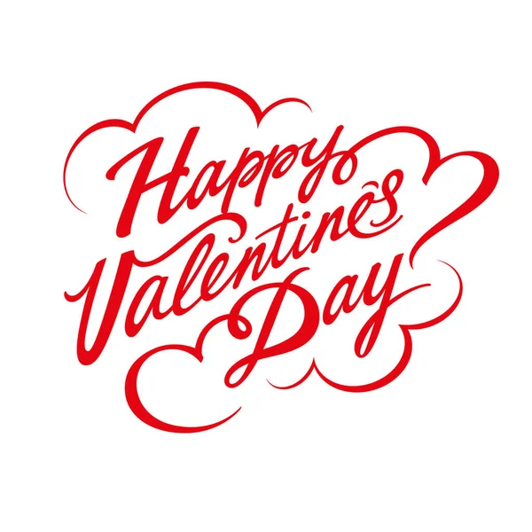 Happy Valentines Day Hand Drawn Red Inscription Heart Greeting Card Vektorgrafiken