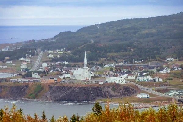 Typowa Mała Wioska Rybacka Półwyspie Gaspe Quebec Kanada Koncentracja Pierwszym — Zdjęcie stockowe