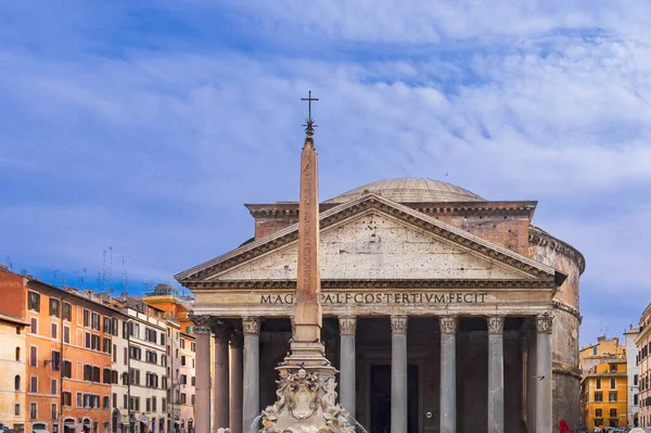 Famous Pantheon One Most Seen Site Obelisk Front Rome Italy — Stock Photo, Image
