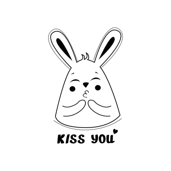Αυτοκόλλητο Κουνέλι Φιλί You Συναισθηματίες Εικονογράφηση Διάνυσμα — Διανυσματικό Αρχείο