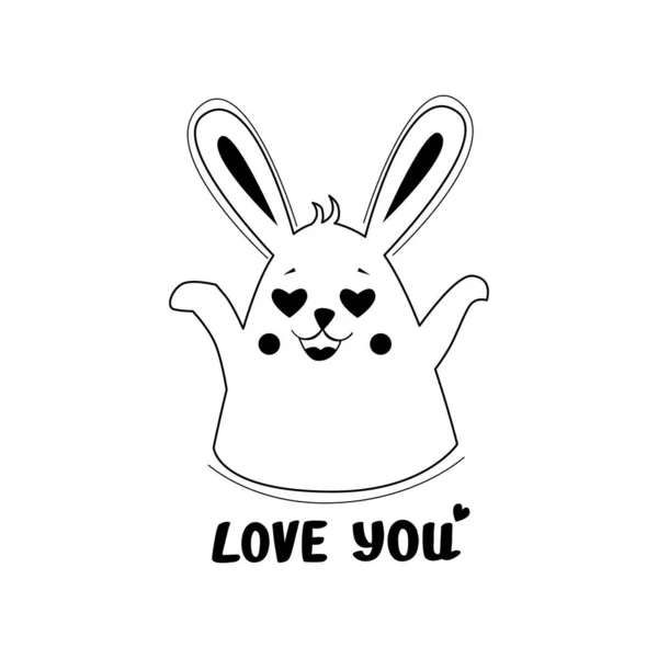 Adesivo Coniglio Love Yuo Emozioni Illustrazione Vettoriale — Vettoriale Stock