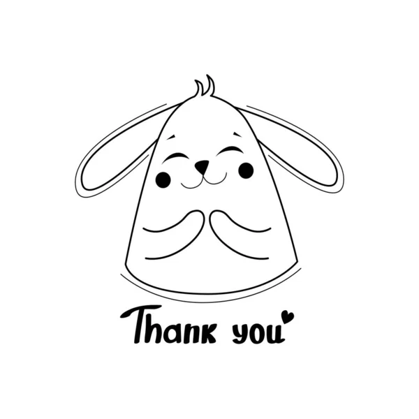 Bunny Sticker Danke Emotionen Vektorillustration — Stockvektor