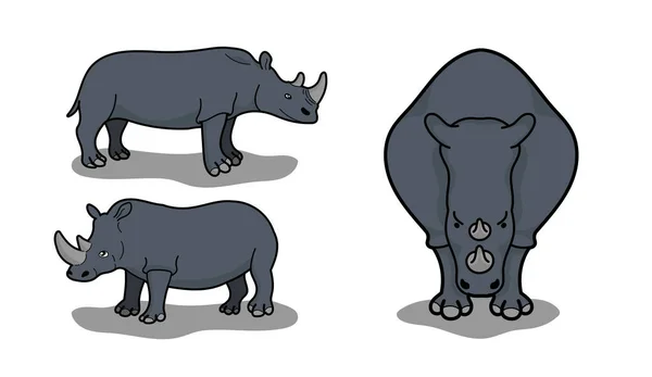 Conjunto Rinocerontes Ilustración Vectorial — Archivo Imágenes Vectoriales