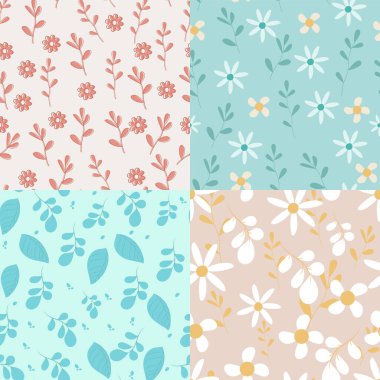 Renkli çiçek seti. Kusursuz desen