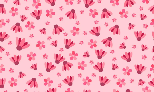 Petite Fleur Plantes Sur Fond Rouge Modèle Sans Couture — Image vectorielle