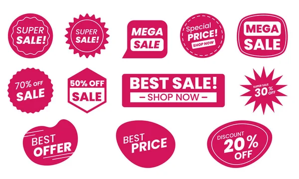 Sale Tags Collection Mega Sale Super Sale More — Stock Vector