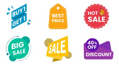 Satış rozetleri. vektör satış afiş koleksiyonu