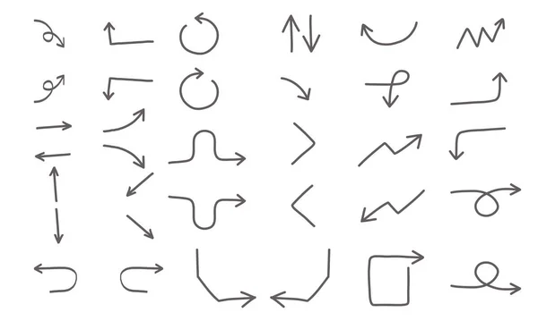 Ensemble Vectoriel Flèches Style Dessiné Main — Image vectorielle