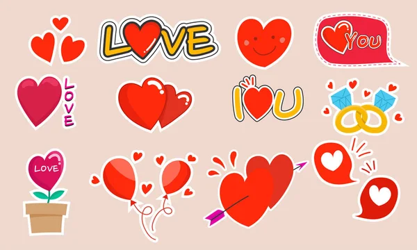 Set Love Stickers Valentine Day — Stock Vector