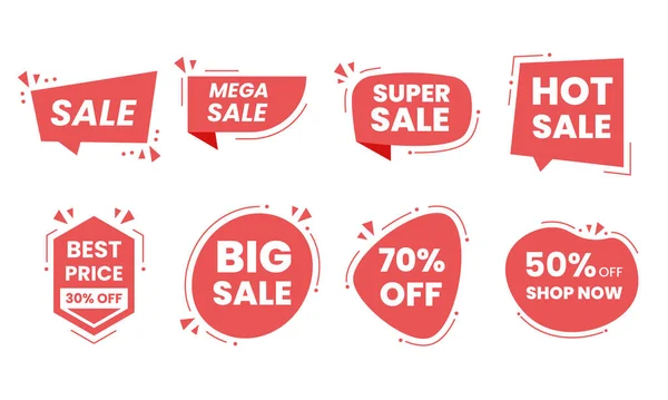 Set Red Sale Tags Sticker Labels — Stock Vector